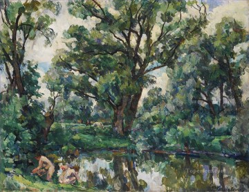 WILLOWS LANDSCAPE WITH HORSE Petr Petrovich Konchalovsky woods trees Oil Paintings